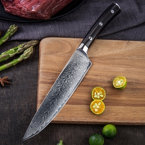 Commandes en gros personnalisées service OEM ODM professionnel en acier damas manche en bois couteau de chef de cuisine tranchant lame fixe - Product Image 2