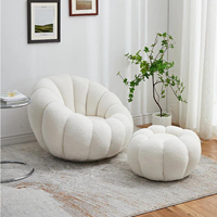 Ensemble de canapé en velours en forme de citrouille confortable Accent nordique Teddy tissu bois adapté aux enfants pour salon salle à manger hôtel école cuisine utilisation
