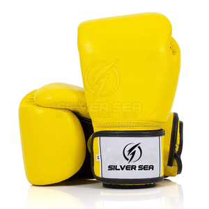 2023 Custom Made High Quality Breathable Lightweight Pakistani Leather Men's Boxing <b>Gloves</b> for Martial Arts-<b>Silver</b> Sea Sports - Product Image 1