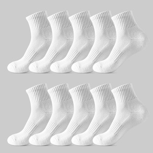 Chaussettes courtes pour hommes 100% coton de l'usine marron écossais fil naturel mercerisé Logo tissé bas - Product Image 3