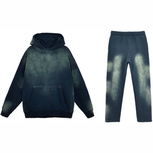 Logo personnalisé hommes haute qualité fermeture éclair sweats à capuche avec poches ensemble pantalon de gym pulls décontractés imprimé tricoté Jogging survêtement - Product Image 2