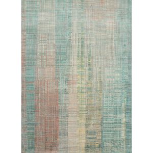 Alfombra Kavi Verde de Lana y Seda de Bambú Anudada a Mano, Unstring Srb(701), Diseño Abstracto para Uso Doméstico - Product Image 1