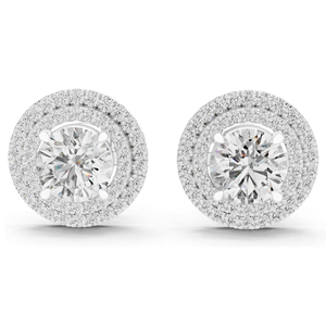2.68 CT Lab Diamond Halo <b>Stud</b> <b>Earrings</b> Round Brilliant Cut 18KT, 14KT, 10KT Gold & 925 Silver Rose, Yellow, White Gold - Product Image 2
