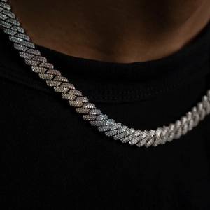 Luxury Iced Out Cuban Link <b>Chain</b> Necklace VVS Moissanite Hip Hop Jewellery Rhodium Plated Orthodox Party Gift in <b>Silver</b> Finish - Product Image 2