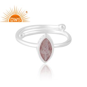 Última venta 925 anillo de piedras preciosas de cuarzo de fresa Natural de plata esterlina joyería personalizada para mujeres regalo para ella - Product Image 3