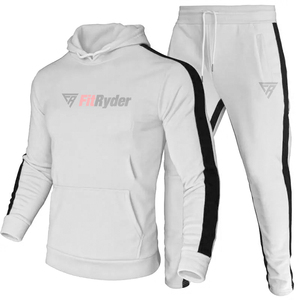 Clásico Patchwork hombres invierno peso pesado deportes Casual Traje de dos piezas nuevas sudaderas con capucha + Pantalones Color sólido moda Chándal FITRYDER - Product Image 1