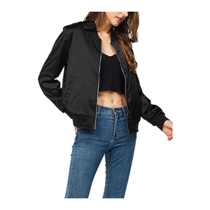 2025 mode blanc noir couleur surdimensionné goutte épaule femmes université veste pour vêtements d'extérieur d'hiver respirant femmes Satin vestes - Product Image 6