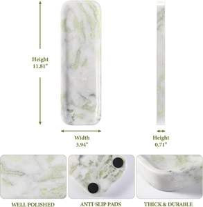 Bandeja de tocador ligera de mármol natural moderno Koville, Bianco Palomino, rectangular, de piedra, para lavabo de baño o encimera de cocina, 12x4 pulgadas - Product Image 3