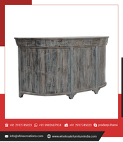 Comptoir de bar en bois recyclé antique, meuble élégant brun, 2 portes, 1 tiroir, pour la maison, le bureau, l'appartement, la chambre, le salon