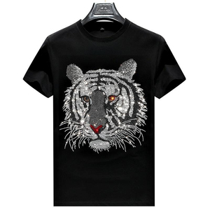 Calidad Premium 100% algodón 250Gsm diamantes de imitación diseño estampado camisetas de verano para hombres personalizar Logo camisas - Product Image 1