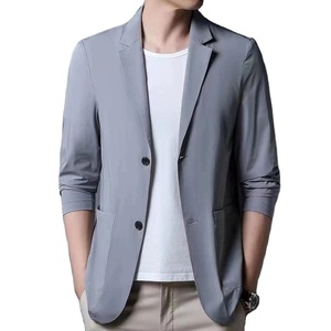 Blazer d'été slim décontracté pour hommes veste de costume en soie glacée légère manteau formel respirant à 2 boutons pour le bureau et les événements 2026 - Product Image 6