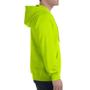 Sweat-shirts unisexes à fermeture éclair complète surdimensionnés et personnalisés, manteau en coton vierge, sweats à capuche verts surdimensionnés - Product Image 3