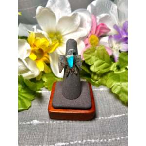 Bague ajustable Jude Candelaria en turquoise Kingman et argent sterling avec sertissage clos, cadeau - Product Image 1
