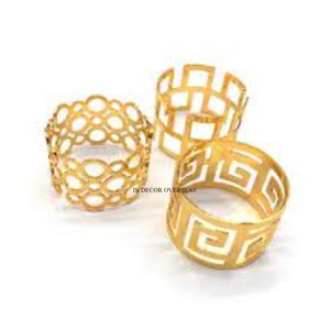 Sous-verres design, aspect attrayant, qualité supérieure, métal plaqué or de haute qualité, luxe, anneau de serviette, centre de table de mariage - Product Image 6