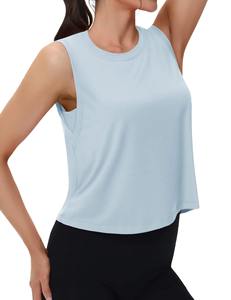 Camisetas sin mangas de entrenamiento de verano para mujer, chaleco transpirable con cuello redondo y cuello redondo, sin mangas, atlético, holgado, de verano - Product Image 6