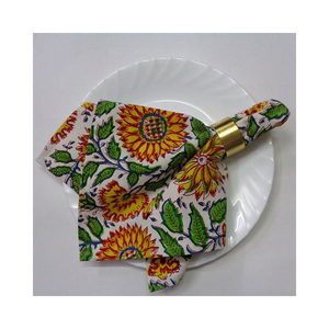 Serviettes de table en lin bloc fait à la main imprimé 100% serviette de table fantaisie en coton original et pur brodé pour manger au prix le plus bas - Product Image 5