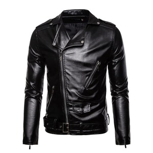 Veste en cuir pleine fleur à revers pour homme, automne et hiver 2025, décontractée, fermeture éclair oblique, veste en cuir de moto - Product Image 6