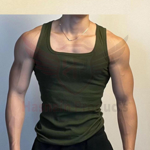 เสื้อกล้ามออกกำลังกายคอสี่เหลี่ยมสำหรับผู้ชายระบายอากาศได้จากปากีสถาน - Product Image 4