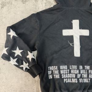 Sudaderas con capucha para hombre de gran tamaño de estilo Vintage, apliques desgastados, bordado con cremallera, Sudadera con capucha de lavado ácido con 100 por ciento de tela de algodón 450gsm - Product Image 5