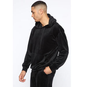 New Velvet Thickened Sweatshirt for Men Casual Solid Long Sleeve Loose Tops Autumn Winter Hooded Pullover <b>Velour</b> Fabric - Product Image 6