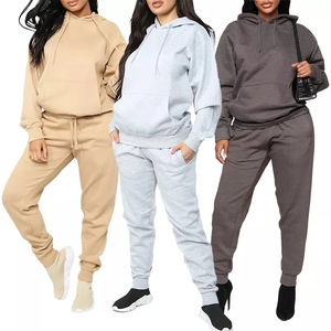 Chándal deportivo de algodón 100% de alta calidad de último diseño del fabricante para mujer Color sólido de talla grande transpirable para invierno - Product Image 6