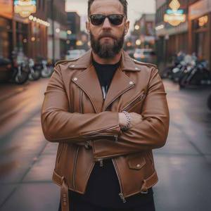 Blouson en cuir pour homme, style décontracté, respirant, avec capuche, en cuir véritable - Product Image 3