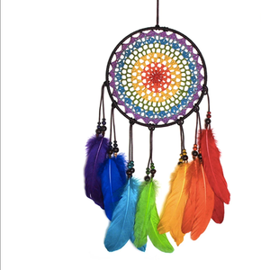 เครื่องดักฝันโบโฮสำหรับครอบครัว,ทำมือขนนกแบบดั้งเดิมต้นไม้ของชีวิตหวายสำหรับห้องนอน - Product Image 1