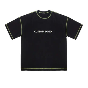 Camiseta Extra Grande para Hombre, Corte Cuadrado, Color Sólido en Contraste, Costura Inversa, Ajuste Regular, Básica, Lisa, 100% Algodón, Transpirable y Ecológica - Product Image 2