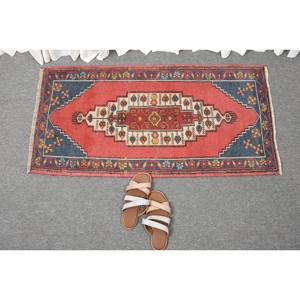 Turkish Kilim <b>Rug</b> 1.8 X 3.5ft Red <b>Black</b> Flat Weave Area <b>Rug</b> with Latex Backing Patchwork Pattern for Hallway or Room Decor - Product Image 5