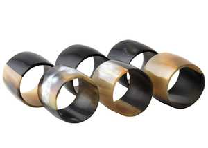 Ronds de serviette ronds antiques corne de buffle naturelle couleur noire pour décoration de table de mariage et de fête couleur naturelle - Product Image 4