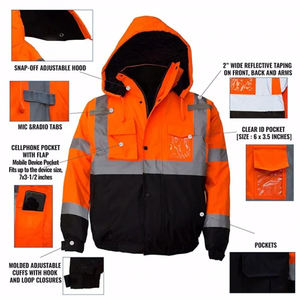 เสื้อแจ็คเก็ตทำงานกันลมและกันความหนาว ผ้าโพลีเอสเตอร์ สำหรับงานกลางคืน  ชุดยูนิฟอร์มสำหรับสภาพอากาศหนาว  ชั้น 2 สะท้อนแสง LED - Product Image 3