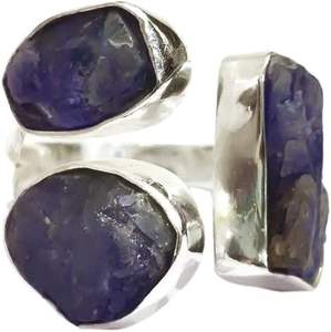 Anillo de Tanzanita Natural para Mujer, Piedra de Nacimiento de Diciembre, Anillo Ajustable de Tres Piedras, Joyería Hecha a Mano, Anillo de Plata de Ley 925 - Product Image 1