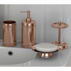 Ensemble de salle de bain martelé en acier inoxydable doré de 8 accessoires de salle de bain de haute qualité au design personnalisé pour la maison et l'hôtel - Product Image 2
