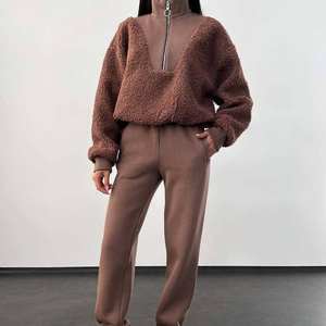 Sudadera de invierno de retales personalizada para hombre, media cremallera, cuello redondo, 100% algodón, transpirable, holgado - Product Image 1