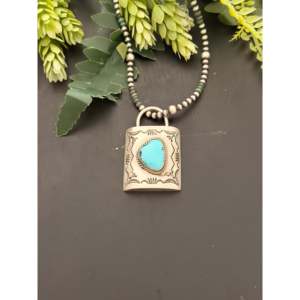 Charles Johnson Golden Hills Turquoise & Sterling <b>Silver</b> <b>Locket</b> Pendant with Bezel Setting Inlay Technology - Product Image 1