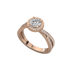 Bague pour femme en or 14 carats avec diamant solitaire rond de laboratoire, bagues en diamant brillant - Product Image 1