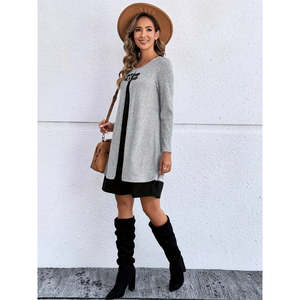Conjunto de Dos Piezas de Vestido Midi de Viscosa con Cintura Ajustada y Manga Larga para Mujer de Jane's, Atuendo Informal para Uso Diario - Product Image 3