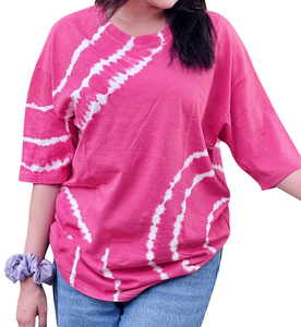 Premium Quality 100% Cotton Knitted Women's Casual T-Shirt Custom Design Logo Loose Fit Stylish O-Neck Half Sleeve Drop Shoulder - Product Image 5