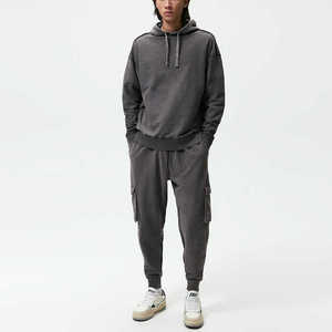 Survêtement 100% coton français éponge gris armure inversée plaine surdimensionnés hommes survêtements et logo personnalisé - Product Image 1