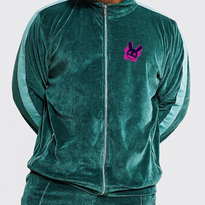 Survêtements décontractés 100% coton pour hommes ensemble de survêtements en micro velours vert pour hommes à vendre pour l'hiver 100% coton - Product Image 4