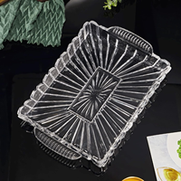 Plateau de service rectangulaire en cristal transparent de 16.1 pouces assiettes de fruits décoration plateau en cristal pour cadeau de fête de mariage