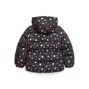 Vestes à capuche pour filles en gros Manteau bouffant rose avec imprimé coeur mignon - Product Image 2