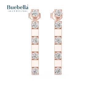 Pendientes de Plata de Ley 925 para mujer, joyería fina clásica de diamante de corte redondo, diseño personalizado al por mayor - Product Image 5