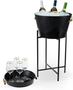 Virgin Craft grand acier galvanisé noir écologique 5L boisson fête baignoire poignées support en fer | Refroidisseur de boissons en métal en gros - Product Image 4