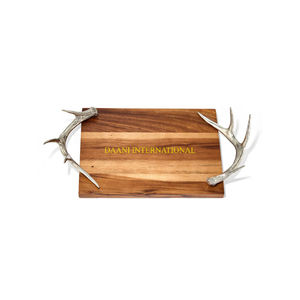 Square <b>Wooden</b> Serving Tray With Modern Metal Handles For Tea Coffee Breakfast Food Drinks Decorative Kitchen <b>And</b> Dining Use - Product Image 5