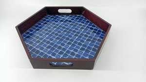 Plateau de service en bois rectangulaire de qualité supérieure avec style indien rustique et poignées en métal Plateau de service alimentaire - Product Image 3