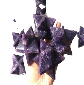 Vente en gros de cristal naturel Merkaba Star Feng Shui Style Lepidolite Pierre de lune pour la guérison de l'énergie Reiki manifestant la vente entière - Product Image 1