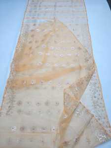 Nouvelle arrivée Deshi Dhakai Orange Jamdani Sharee qualité d'exportation pour les femmes JAMDANI TISSU ROUGE VERT Doré Bleu ciel du Bangladesh - Product Image 2