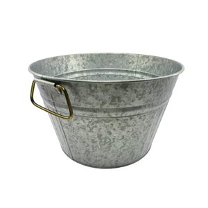 Set of 3 Oval Galvanized Iron Planters with Rope Handles <b>For</b> Home Outdoor Patio Nursery Decoration Flower Planters - Product Image 5
