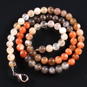 Multi-Moonstone Beaded <b>Necklace</b> Natural Crystal India Pattern Jewelry Findings <b>Charm</b> Style with mm Size <b>for</b> Jewelry Making - Product Image 1